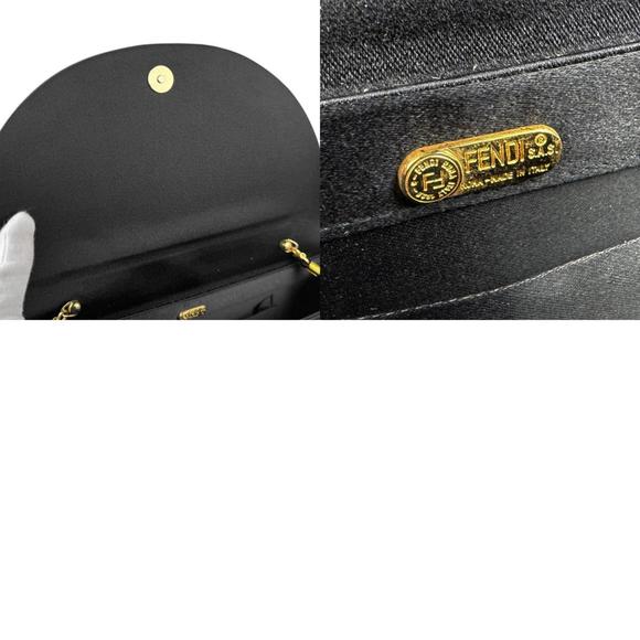 FENDI Shoulder Bag Velvet Satin Black Women's z4344